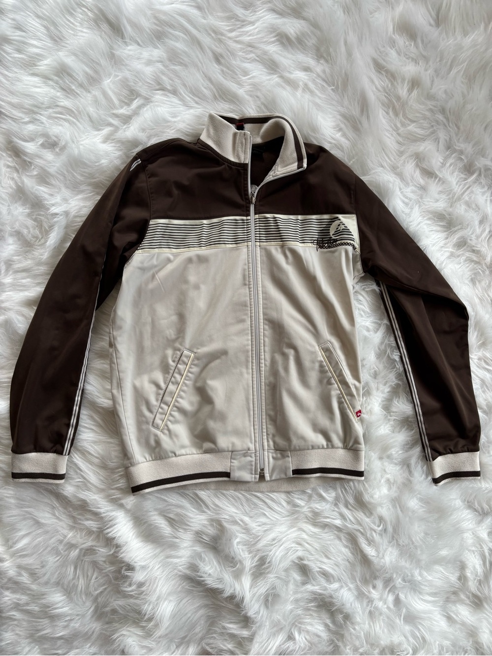 Boys 16-18 QUIKSILVER  Two-Tone Brown and Cream Track Jacket
